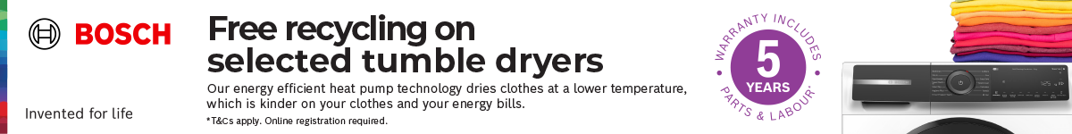Free recycling on selected Bosch tumble dryers